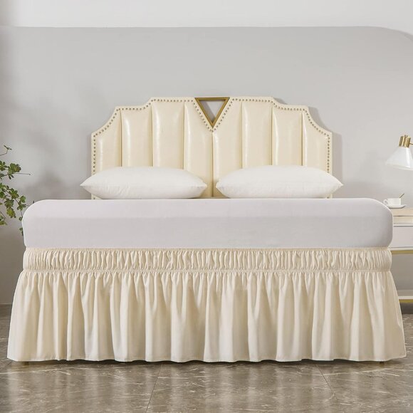 Wrap Around Bed Skirt Three Fabric Sides Elastic Dust Ruffled 16 Inch Tailored D - Picture 3 of 6